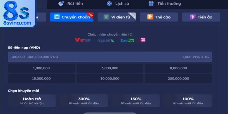 Ưu điểm chung của nạp tiền 8S